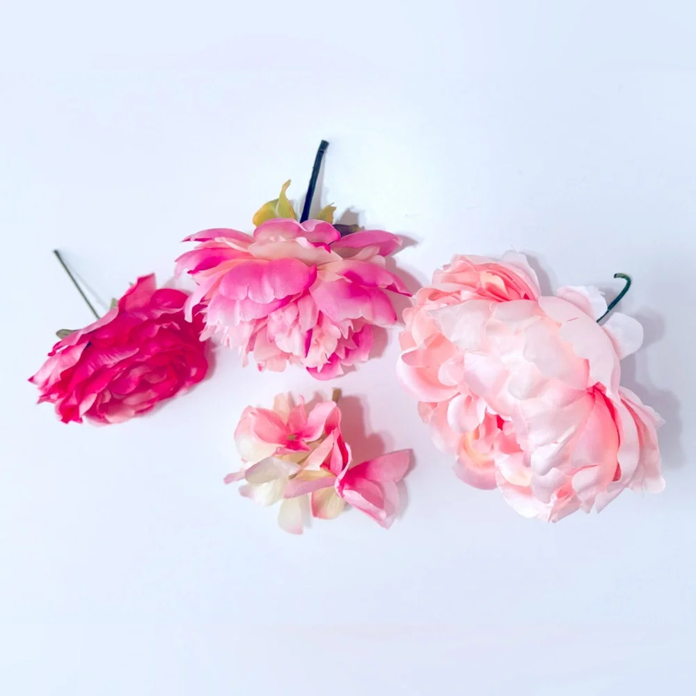 LIFELIKE PASTEL FLOWERS Pink Roses Peonies Hydrangea Floral Wedding Spring Decor